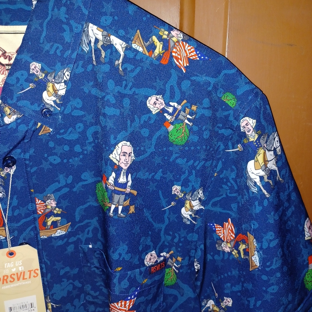RSVLTS The Roosevelts Shirt Mens Medium Blue George Washington - Picture 2 of 6